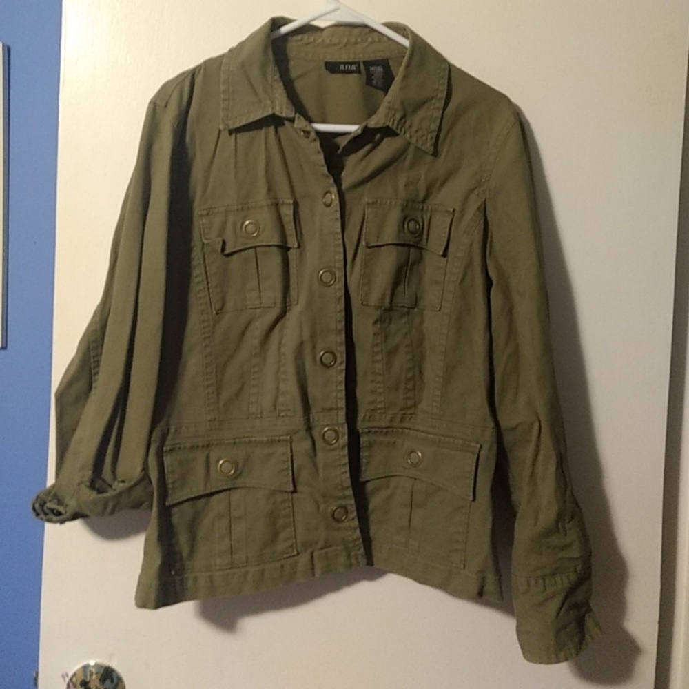 a.n.a. olive green cotton jean jacket